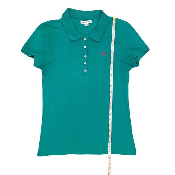 Aeropostale Woman's Polo Shirt Size L Teal A87 Embroidered Casual Classic Y2K - Picture 6 of 10